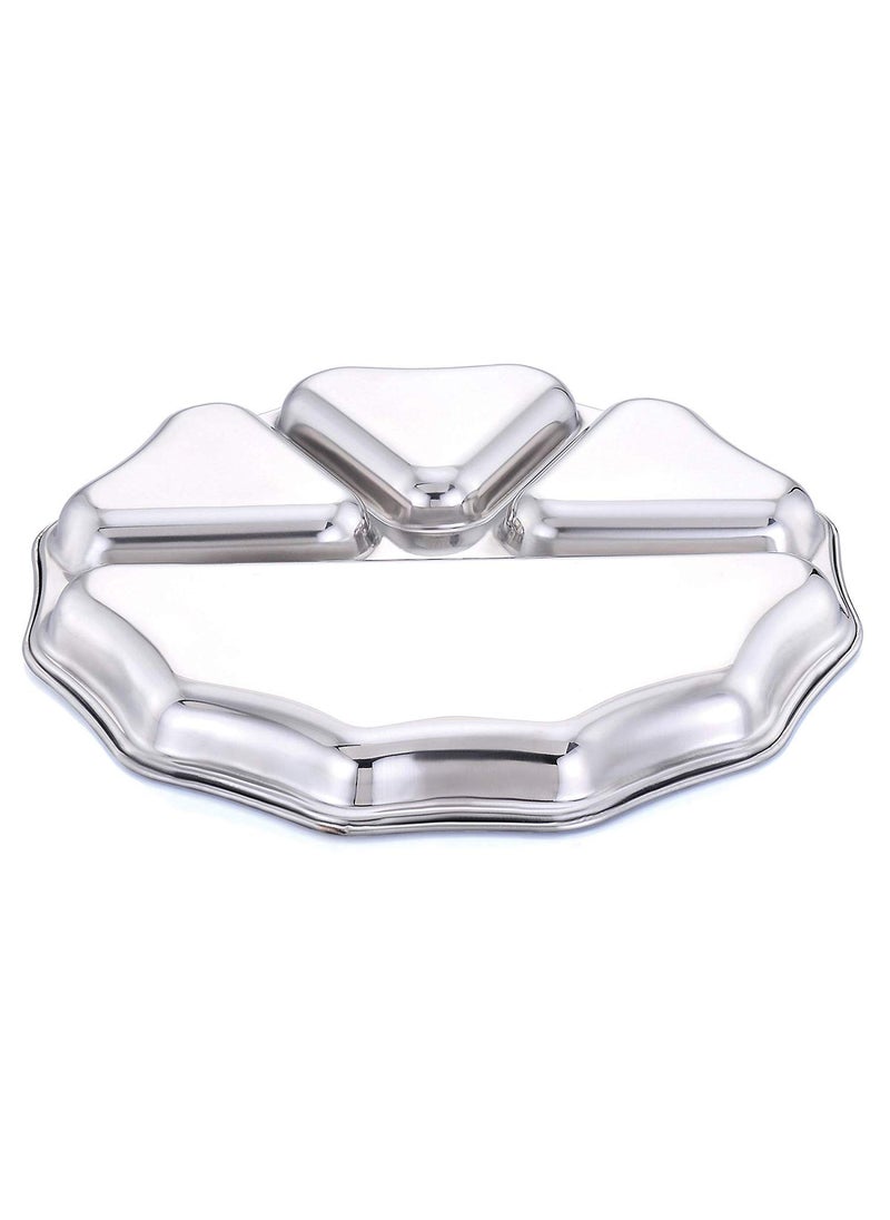 Expresso Expresso - Heavy Duty Stainless Steel Round New Dinner Plate w/4 Sections Divided Mess Trays for Kids Lunch, Camping, Events & Every Day Use Kitchenware (1 Piece)  - Image 3