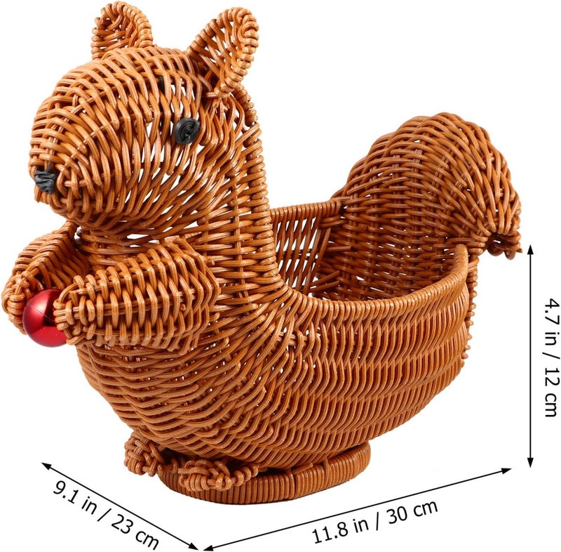 Cabilock Rattan Fruit Baskets Squirrel Shape Woven Bread Baskets Wicker Food Tray Fruit Serving Display Bowl Weaving Storage Organizer for Snacks - Image 4