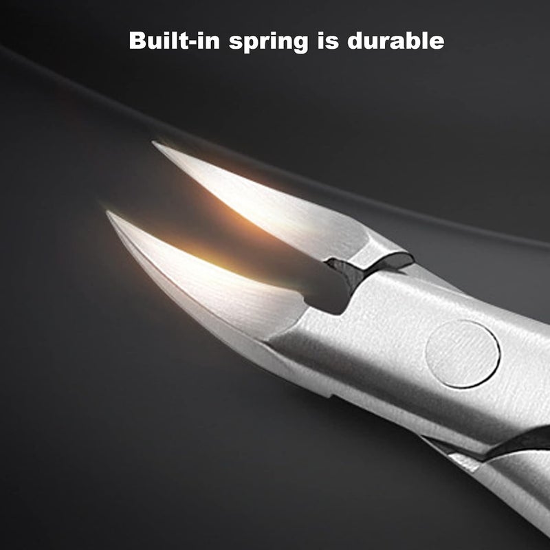 Cuticle Trimmer Nipper Toe Nail Clipper, Stainless Steel Pedicure Tool for Ingrown Toenail, Curved Eagle Beak with Angled Tips for Cuticle and Dead Skin Removal (Silver) - Image 5