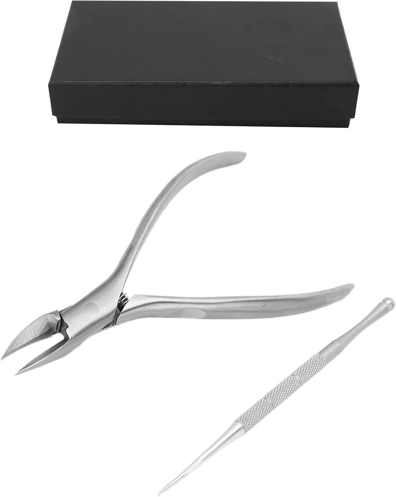 Cuticle Trimmer Nipper Toe Nail Clipper, Stainless Steel Pedicure Tool for Ingrown Toenail, Curved Eagle Beak with Angled Tips for Cuticle and Dead Skin Removal (Silver) - Image 1