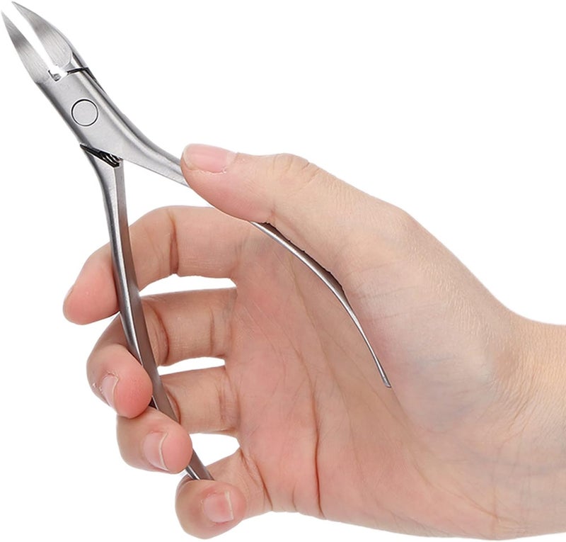 Cuticle Trimmer Nipper Toe Nail Clipper, Stainless Steel Pedicure Tool for Ingrown Toenail, Curved Eagle Beak with Angled Tips for Cuticle and Dead Skin Removal (Silver) - Image 3