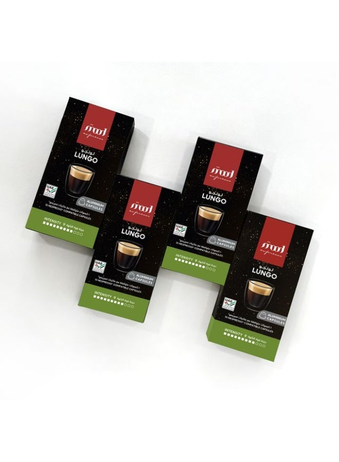 Nespresso Compatible Aluminium Capsules) - Lungo, Pack of 4 (40 Capsules)