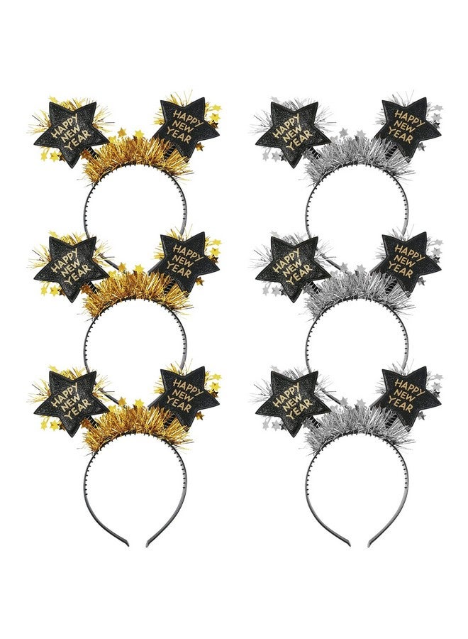 CIEOVO 6 Pieces 2023 Happy New Year Headband Tiara Glitter Star Sequins Headband 2023 New Year Eve Hair Hoop Accessories For Children Adult New Year Eve Party Favors Decoration Supplies - Image 2