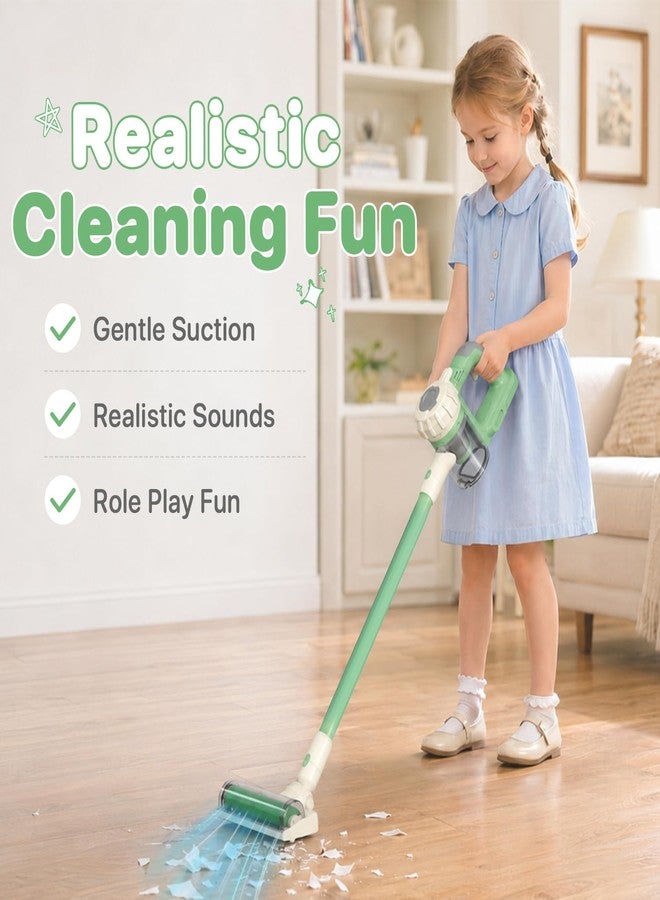BAYMI 3-in-1 Kids Vacuum that Really Works - Toddler Vacuum Cleaner with Real Suction, Pretend Play Housekeeping & Cleaning Toy Set for Kids Ages 3+ (Green) - Image 2