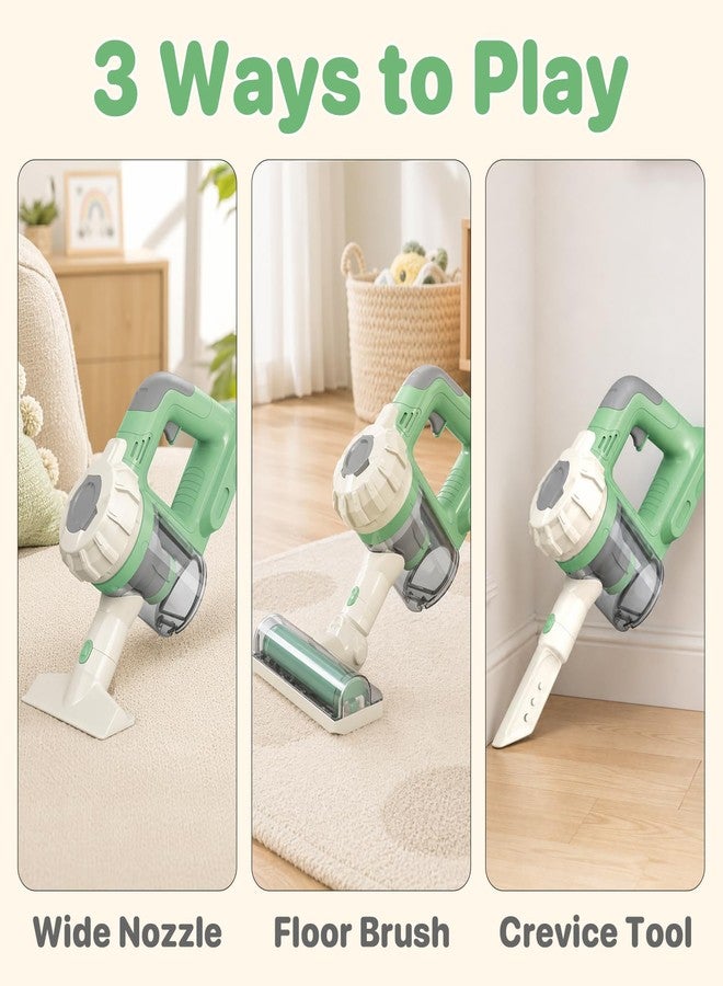 BAYMI 3-in-1 Kids Vacuum that Really Works - Toddler Vacuum Cleaner with Real Suction, Pretend Play Housekeeping & Cleaning Toy Set for Kids Ages 3+ (Green) - Image 3