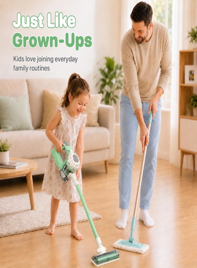 BAYMI 3-in-1 Kids Vacuum that Really Works - Toddler Vacuum Cleaner with Real Suction, Pretend Play Housekeeping & Cleaning Toy Set for Kids Ages 3+ (Green) - Image 4