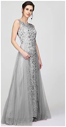 PATLANI Women's Net Fit and Flare Knee Length Dress (All Over-New_Grey_Large - Image 3