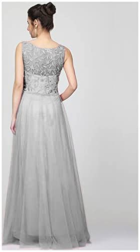 PATLANI Women's Net Fit and Flare Knee Length Dress (All Over-New_Grey_Large - Image 2