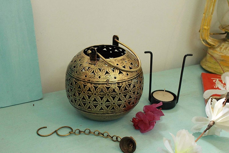 pranjals house Pranjals House Wrought Handi Diya Lantern Candle Holder for BirthdayDiwali DecorationTeaLight Candle Stand kit for HomeRoomBedroomBathroom and mandir Dcor - Image 2