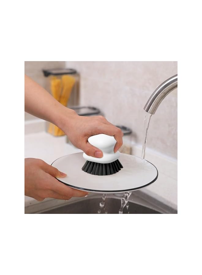 promass Dish Brush with Handle, Kitchen Scrub Brushes for Cleaning, Dish Scrubber with Nylon bristles for Sink, Pots, Pans 1Pack White - Image 2