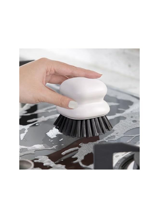 promass Dish Brush with Handle, Kitchen Scrub Brushes for Cleaning, Dish Scrubber with Nylon bristles for Sink, Pots, Pans 1Pack White - Image 3