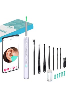 CIMIA Ear Wax Removal,Ear Cleaner with 1080P Camera,Smart Visual Earwax Cleaning Tool with 6 LED Lights,8 Pcs Ear Set,6 Ear Scoop Ear Tips Replacement,Ear Cleaner for iOS & Android White  - Image 1