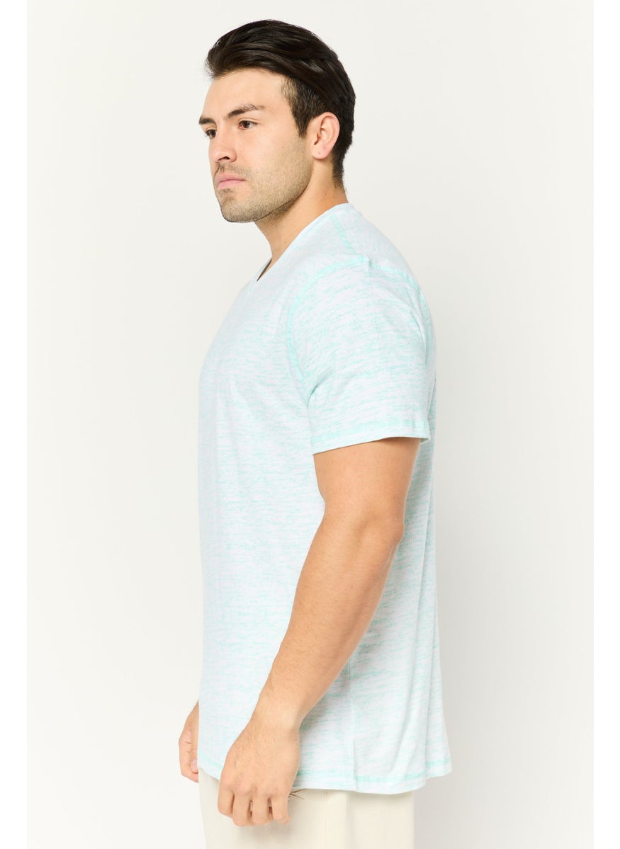 Company Eighty One - Men V-Neck Short Sleeve Heather T-Shirt, Light Blue - Image 1