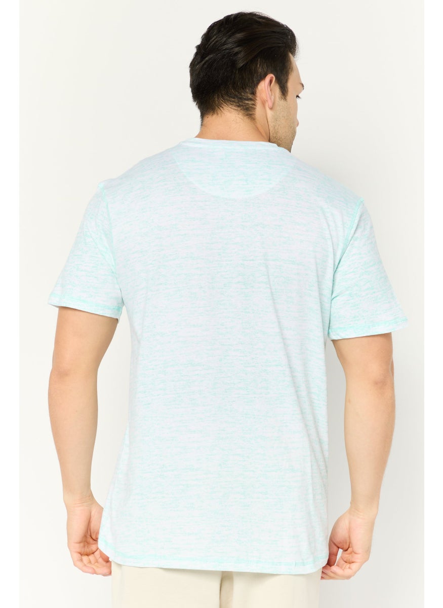 Company Eighty One - Men V-Neck Short Sleeve Heather T-Shirt, Light Blue - Image 1