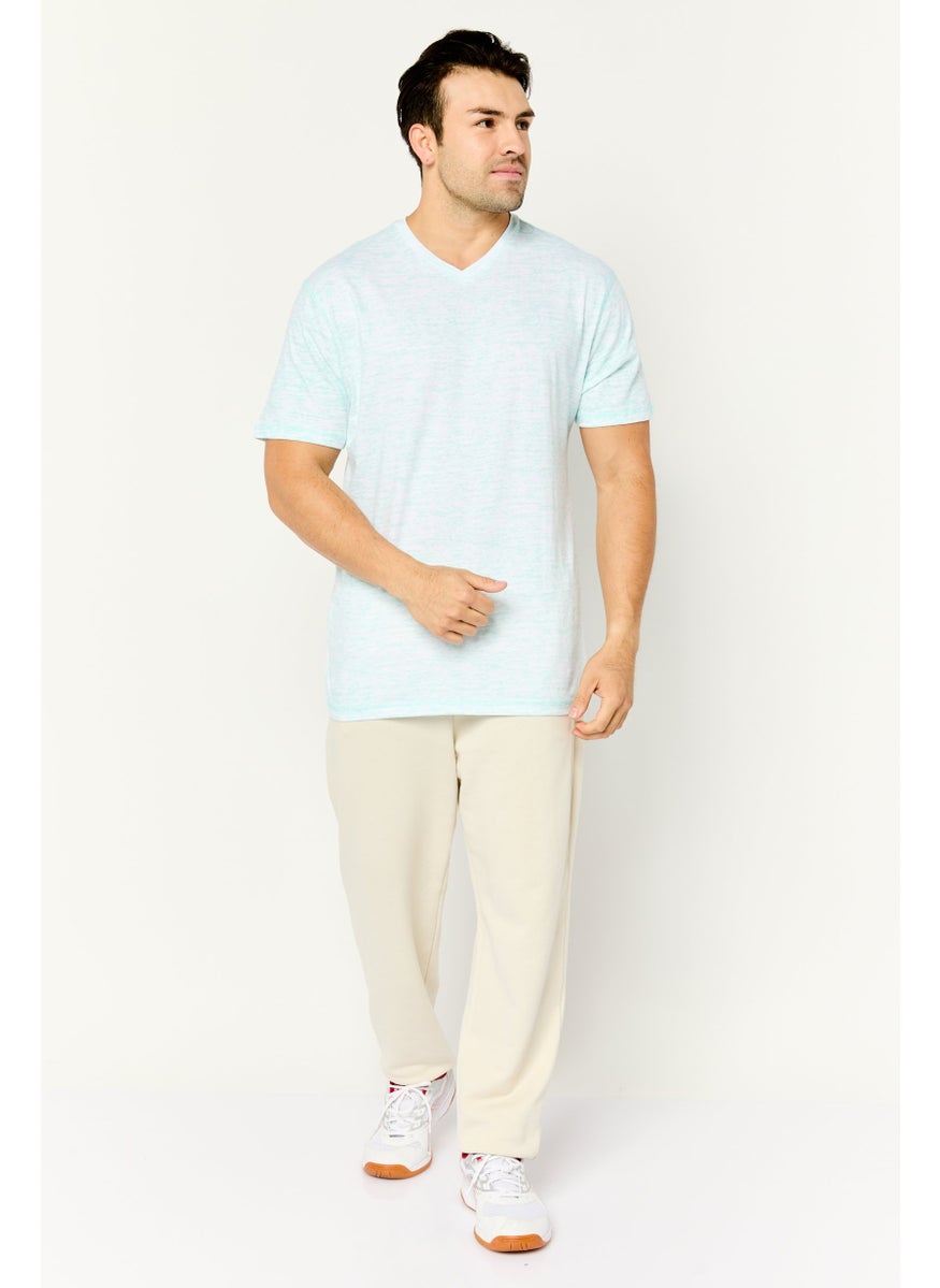 Company Eighty One - Men V-Neck Short Sleeve Heather T-Shirt, Light Blue - Image 1