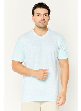 Men V-Neck Short Sleeve Heather T-Shirt, Light Blue