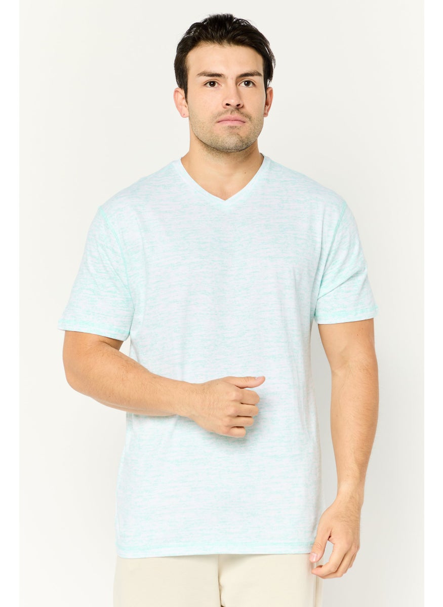 Company Eighty One - Men V-Neck Short Sleeve Heather T-Shirt, Light Blue - Image 1