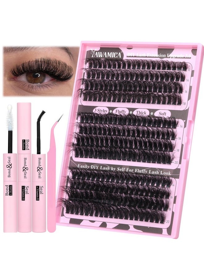 Eyelash Extension Kit Fluffy Thick Volume Lash Extension Kit 1420Mm D Curl Mink Lash Clusters 240Pcs Individual Lashes Kit With Bond And Seal And Lash Applicator Diy At Home For Beginner By Yawamica - pzsku/Z0ADD59BB78FA56B2C6BBZ/45/_/1720077743/4710f9a4-162a-4de7-9b99-23066ad68abf