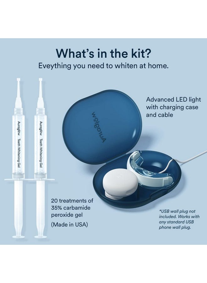 AuraGlow Auraglow Teeth Whitening Kit, LED Accelerator Light, 35% Carbamide Peroxide Teeth Whitening Gel, 20+ Whitening Treatments, (2) 5mL Whitening Gel Syringes, Whiten Teeth Faster  - Image 4