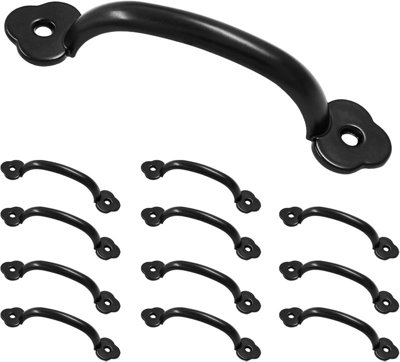 Bivethoi 12 Pcs Barn Door Handles, Metal Door Handle Black, Gate Pull Handle for Outdoor Garage Fence, Indoor Drawer Closet. - Image 5