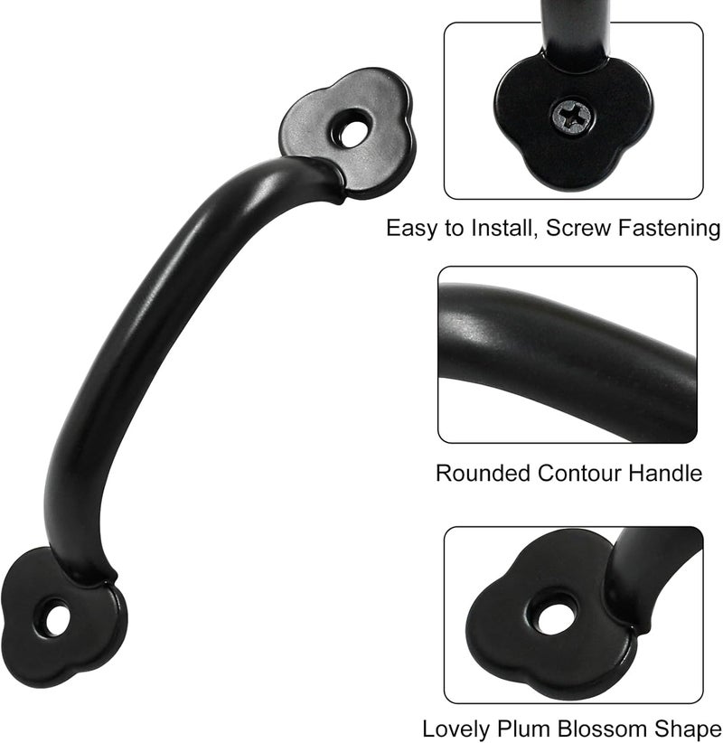 Bivethoi 12 Pcs Barn Door Handles, Metal Door Handle Black, Gate Pull Handle for Outdoor Garage Fence, Indoor Drawer Closet. - Image 3