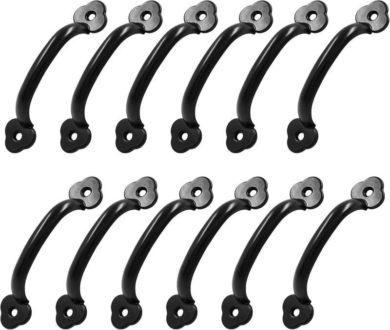 Bivethoi 12 Pcs Barn Door Handles, Metal Door Handle Black, Gate Pull Handle for Outdoor Garage Fence, Indoor Drawer Closet. - Image 1