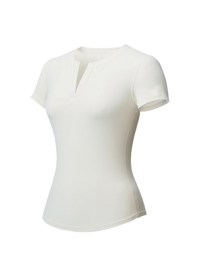 Women's Quick Dry V-Tie Yoga Sports T-Shirt Short Sleeve Summer Slim Fit Training Running Fitness Top - Image 1