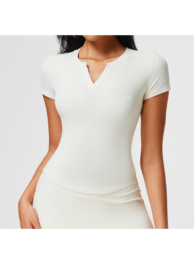 Women's Quick Dry V-Tie Yoga Sports T-Shirt Short Sleeve Summer Slim Fit Training Running Fitness Top - Image 2