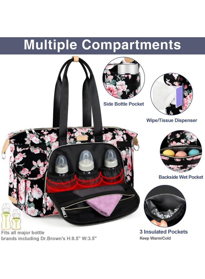 ITIEZY Diaper Bag Tote for Baby 7Pcs - Large Mommy Bag with Portable Changing Pad, Pacifier Case and Organizer Pouches, Multifunctional Hospital Bags for Labor and Delivery Travel Baby Bag for Boy Girl - Image 4