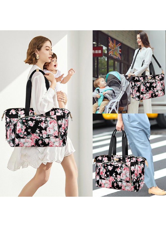 ITIEZY Diaper Bag Tote for Baby 7Pcs - Large Mommy Bag with Portable Changing Pad, Pacifier Case and Organizer Pouches, Multifunctional Hospital Bags for Labor and Delivery Travel Baby Bag for Boy Girl - Image 2