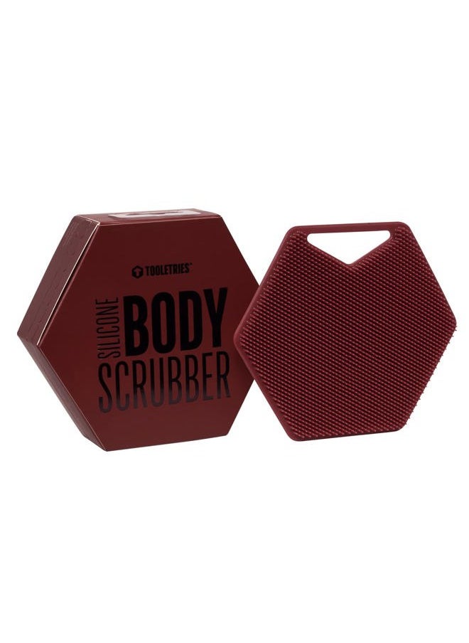 TOOLETRIES - Body Scrubber - Silicone Exfoliating Scrubber - Bathroom & Shower Accessories for Men, Travel Essentials for Men - Durable & Long Lasting Body Wash Scrubber for Men - Burgundy - Image 1
