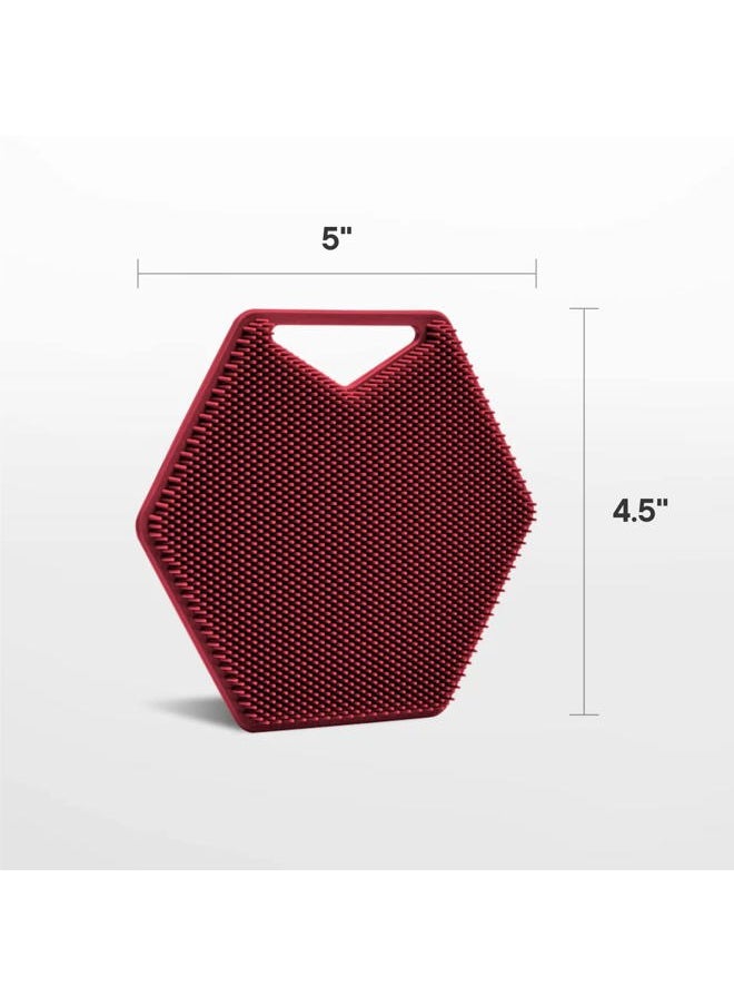 TOOLETRIES - Body Scrubber - Silicone Exfoliating Scrubber - Bathroom & Shower Accessories for Men, Travel Essentials for Men - Durable & Long Lasting Body Wash Scrubber for Men - Burgundy - Image 1