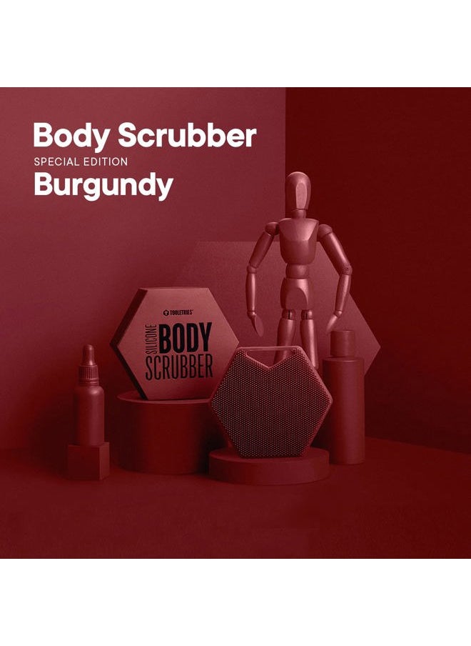 TOOLETRIES - Body Scrubber - Silicone Exfoliating Scrubber - Bathroom & Shower Accessories for Men, Travel Essentials for Men - Durable & Long Lasting Body Wash Scrubber for Men - Burgundy - Image 1