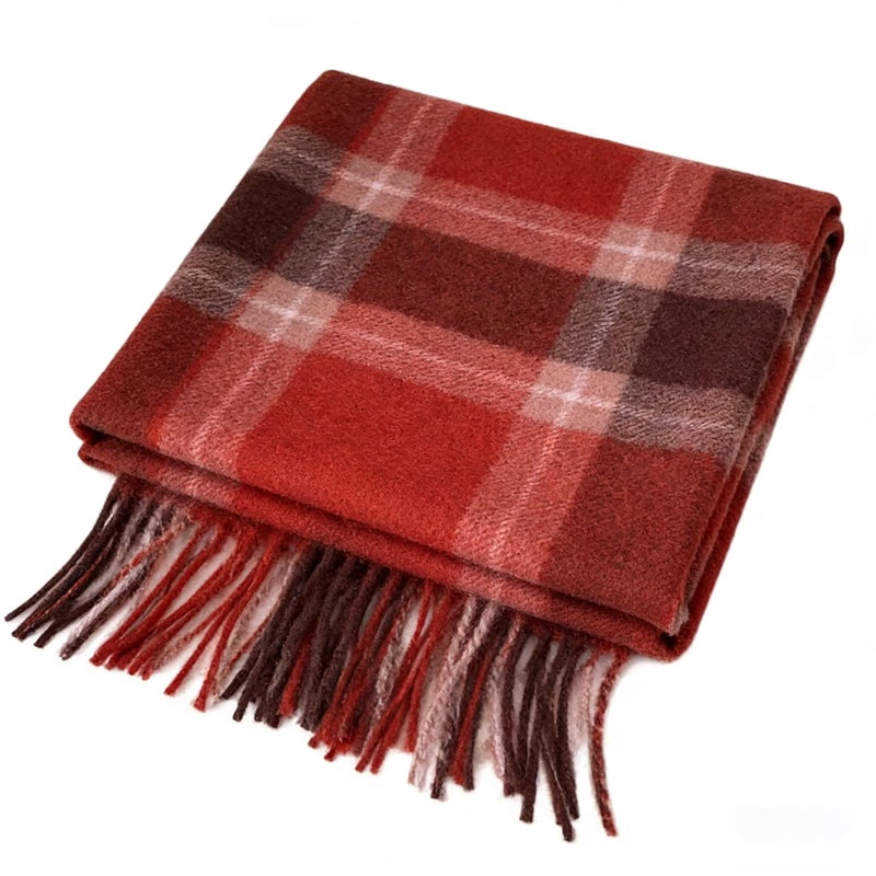 Mawjom Scottish Tartan Plaid Scarf Winter Cold Weather Faux Soft Cashmere Shawl Wrap with Fringes for Women - Image 2