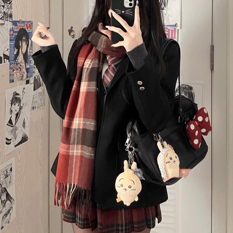 Mawjom Scottish Tartan Plaid Scarf Winter Cold Weather Faux Soft Cashmere Shawl Wrap with Fringes for Women - Image 3