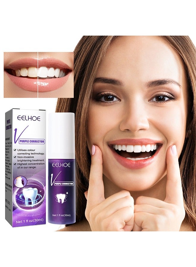 EELHOE Purple Corrector ,Teeth Whitening Toothpaste Whitening Teeth Removing Stains Odor Oral Care - Image 1