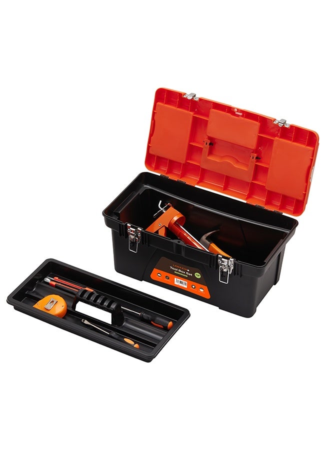LAWAZIM Tool Box Set with Iron Latches - 3 Piece, 13,16,19inches, Orange and Black - Plastic Tool Box Set with Display Tray, Portable Tool Storage for Home, Garage, Workshop, Electricians, Mechanics - Image 3