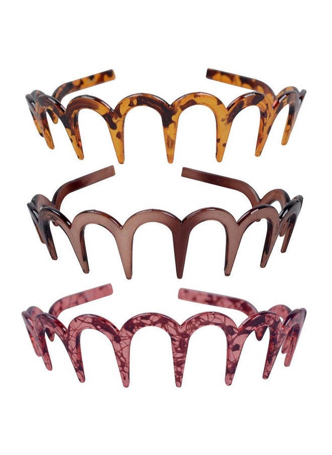 Suoirblss 3 Pcs Women And Men Fashion Zig Zag Shark Tooth Hair Comb Headwear Resin Utype Hard Headbands Highgrade Hairband Hair Accessory  - Image 1