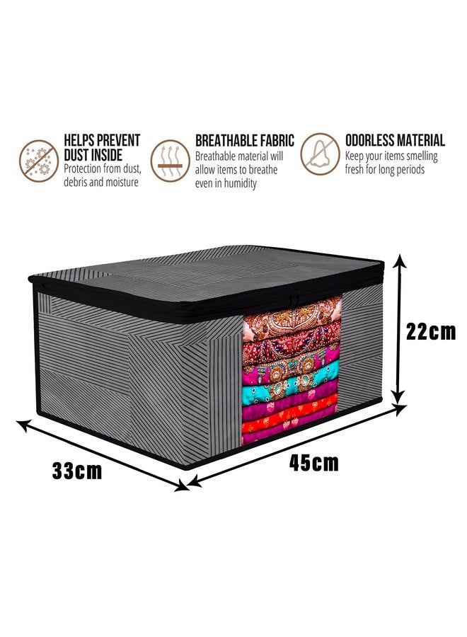 Kuber Industries Saree Cover Bag | Zip Closure Saree Cover Bag | Clothes Storage Bag | Wardrobe Organiser | Transparent Window Saree Cover Bag | Lining-Design | 9 inch | Pack of 6 | Gray - Image 3