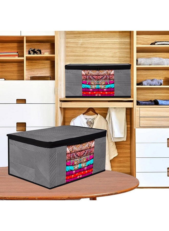 Kuber Industries Saree Cover Bag | Zip Closure Saree Cover Bag | Clothes Storage Bag | Wardrobe Organiser | Transparent Window Saree Cover Bag | Lining-Design | 9 inch | Pack of 6 | Gray - Image 5