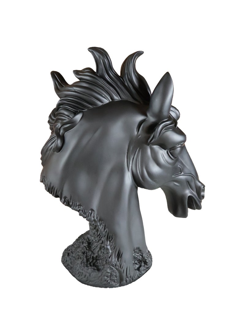 Black Majesty Horse Head Sculpture, Premium Resin, Matte Black Finish, 55x40 cm, Modern Luxury Home Decor - Image 3
