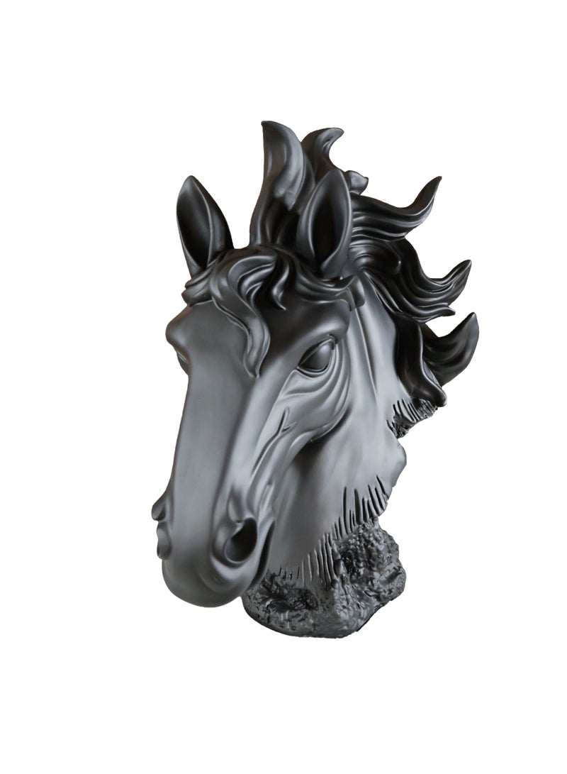 Black Majesty Horse Head Sculpture, Premium Resin, Matte Black Finish, 55x40 cm, Modern Luxury Home Decor - Image 5