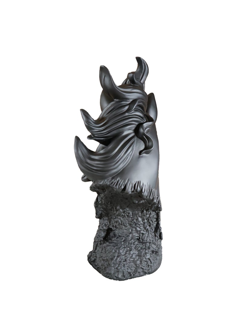 Black Majesty Horse Head Sculpture, Premium Resin, Matte Black Finish, 55x40 cm, Modern Luxury Home Decor - Image 2