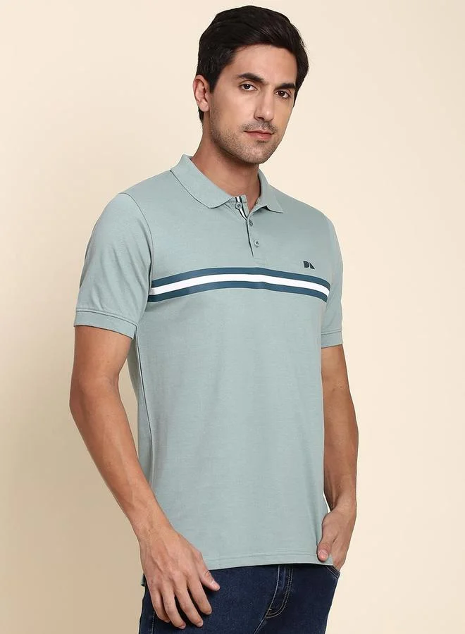Dennis Lingo Dennis Lingo Teal Striped Polo T-Shirt
