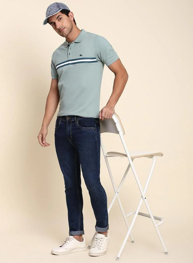 Dennis Lingo Dennis Lingo Teal Striped Polo T-Shirt