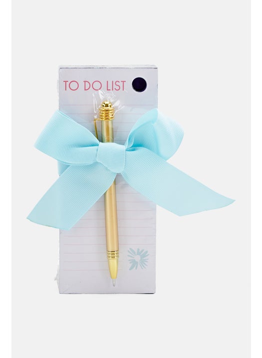 To Do List Block Memo Set With Ballpen, Blue