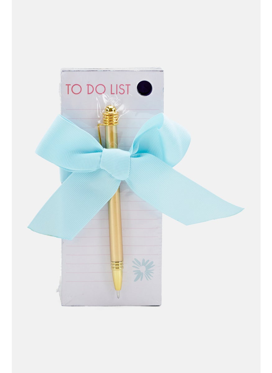 To Do List Block Memo Set With Ballpen, Blue