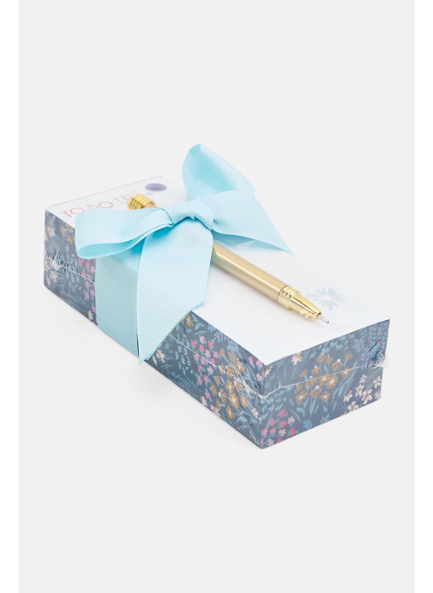 To Do List Block Memo Set With Ballpen, Blue