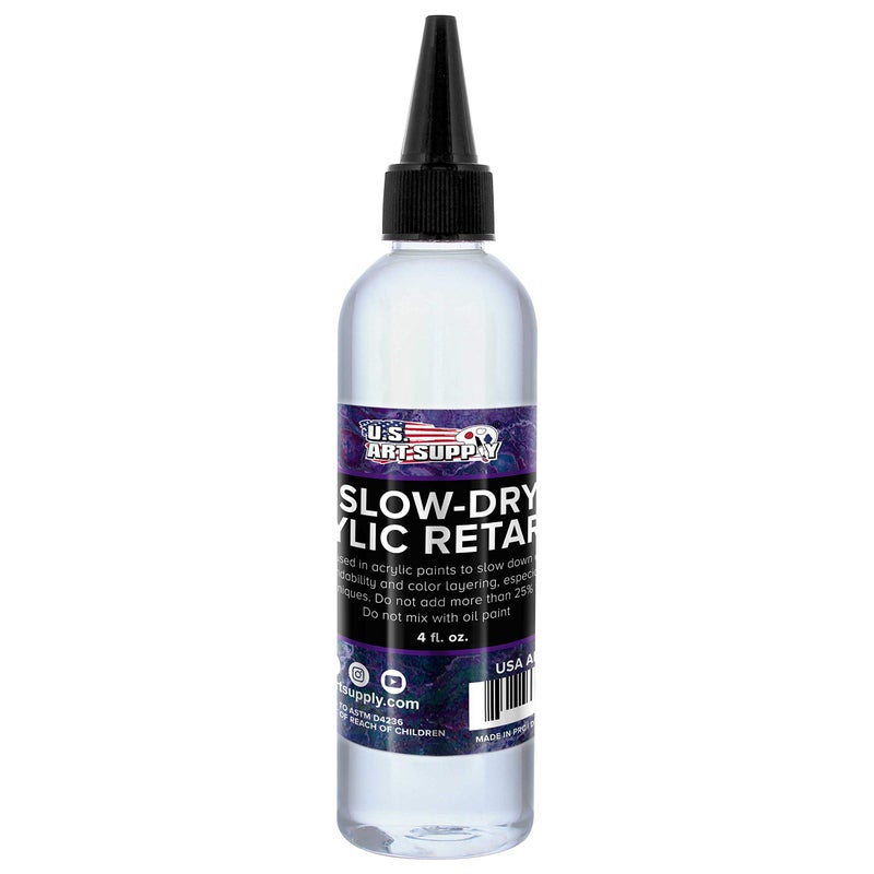 US Art Supply Acrylic Retarder Liquid 4Ounce For Slowing Dry Times of Acrylic Paint for Pouring Gives you more working time with your Pour
