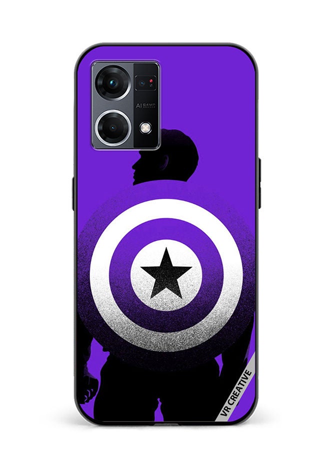 VR CREATIVE Protective Case Cover For Oppo Reno8 4G Purple Captain America Design Multicolour - Image 1